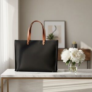 Hermes Black Tote with Tan Handles